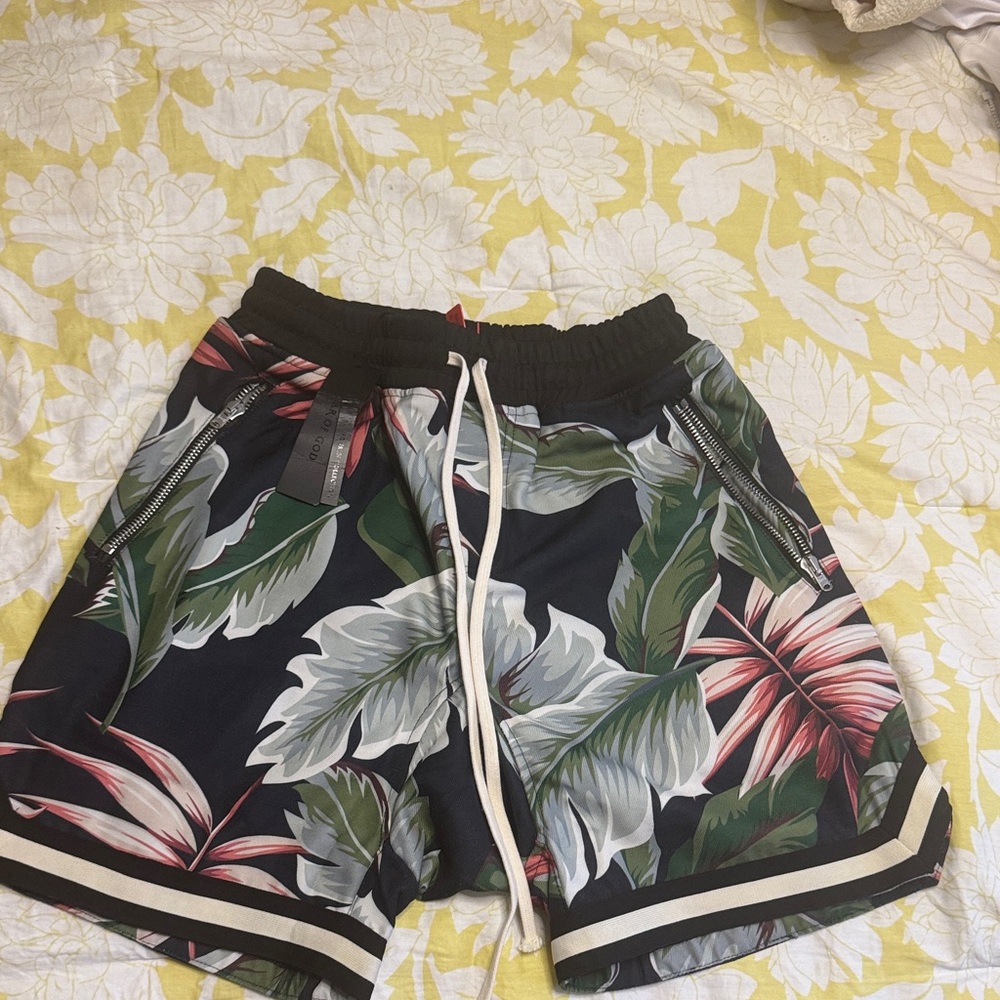 Fear of god drop crotch tropical print Collab shorts